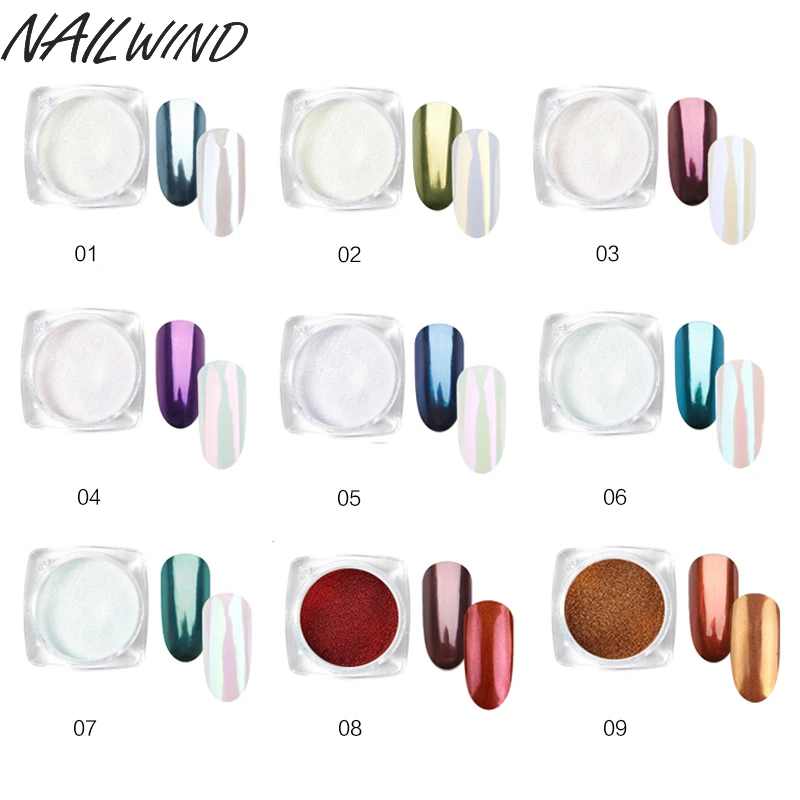 NAILWIND 1 коробка новый зеркальный мощный хромированный лак для ногтей Набор