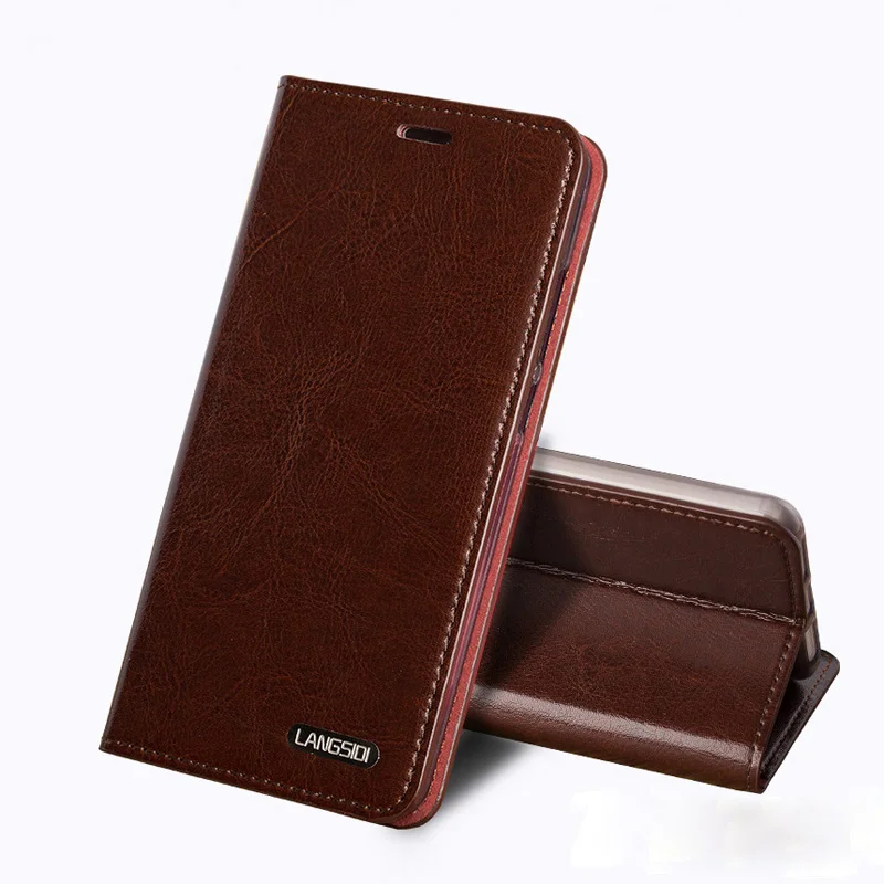 Genuine Leather Flip Phone Case For Samsung Galaxy S6 S7 S8 S9 Plus case Oil wax skin Cover For Note 8 9 A3 A5 A7 A8 J5 J7 2018