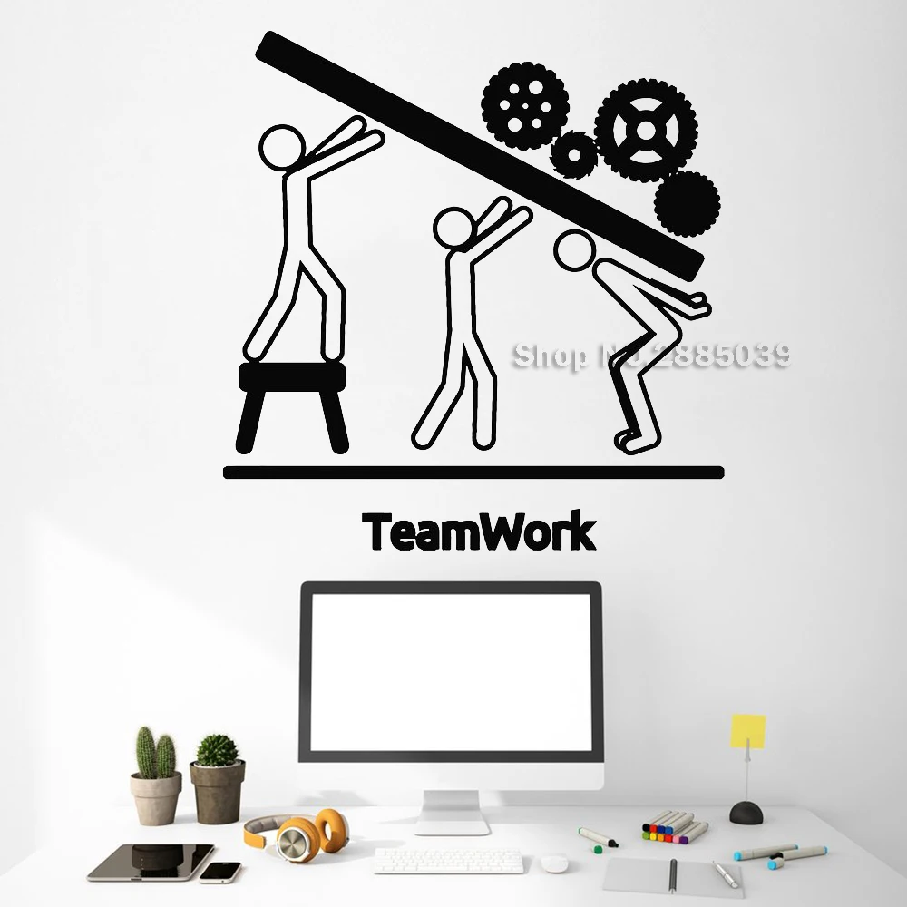 Виниловая наклейка на стену для работы в команде декор офиса рабочих настенные
