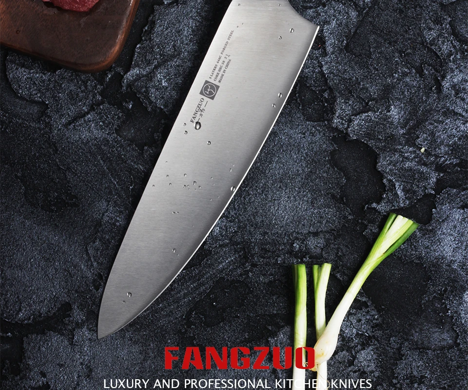 FANGZUO 8 дюймов нож шеф-повара DIN 1,4116 нержавеющая сталь немецкие кухонные ножи резка-пилинг нож для овощей G10 Ручка мясорубка