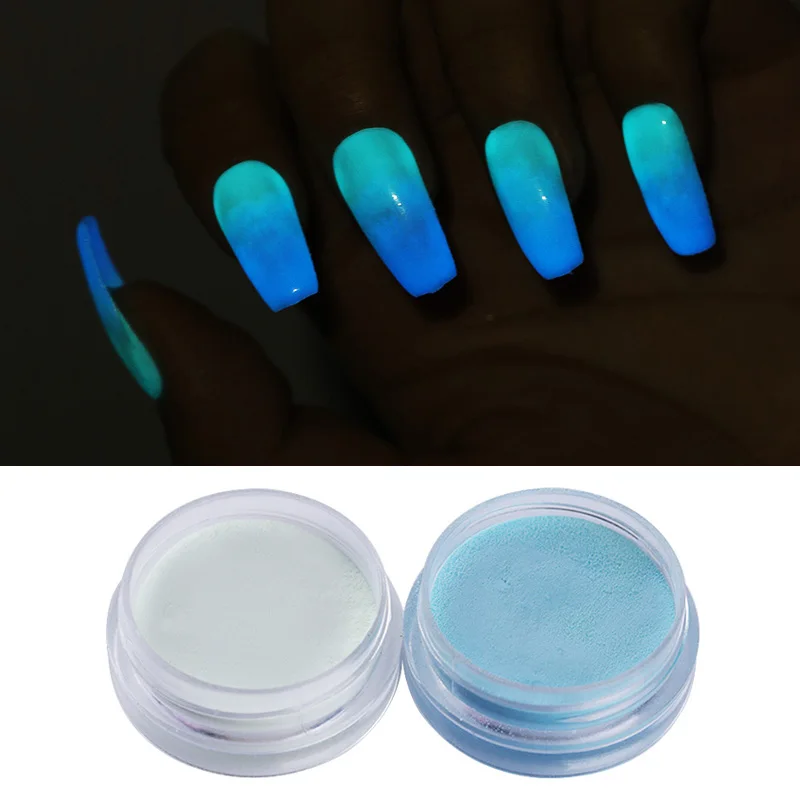 2 шт. флуоресцентный Глиттеры для ногтей Косметическая пудра комплект uv гель