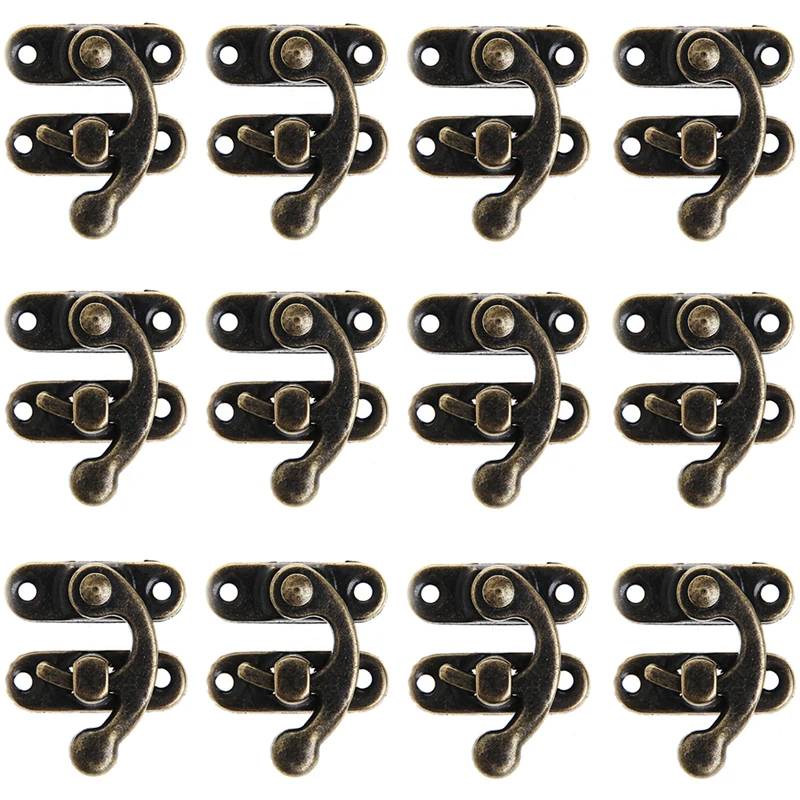 

12X Antique Decorative Jewelry Gift Wine Wooden Box Hasp Latch Hook + Screws Hot
