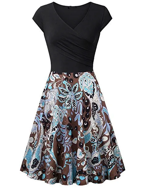 S-3XL Plus Size Summer Women Dresses Female Floral Print 50S 60S Vintage Rockabilly Dress Casual Dot A-Line Retro Dress Vestidos