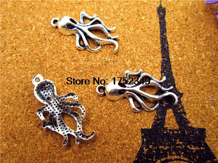 10 шт Осьминог амулеты античный Тибетский Серебряный тон кулон в форме осьминога/chams 17x31mm