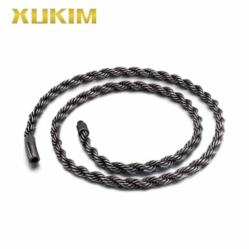 XCN220 Xukim ювелирное изделие титановая сталь золото хип-хоп 6 мм пеньковая цепочка