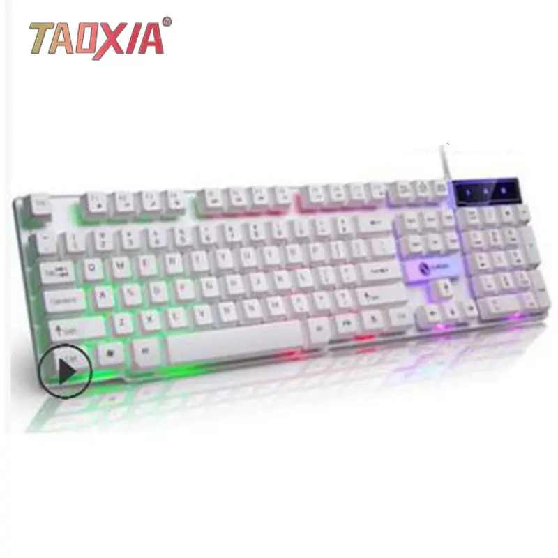TX30u Keyboard White Офисный бытовой Белый 7 цветов люминесцентный USB кабель конкурентоспособная клавиатура с подвеской и мышь игра подсветка комплект - Цвет: TX30u Keyboard White