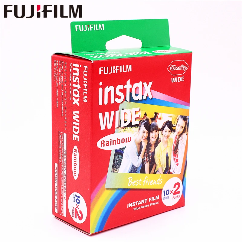 Подлинная 40 листов Fujifilm Instax Wide цвета радуги пленка для Fuji Instant фотобумага Камера 300/200/210/100/500AF