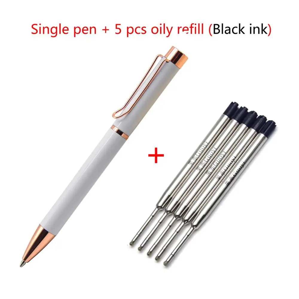White-5 Black refill Guoyi A139, новинка, деловая металлическая Подарочная шариковая ручка, коробка, простое вращение, 0,7 мм, ручка для офиса, канцелярские принадлежности, подарок, роскошная ручка для письма в отеле - Цвет: White-5 Black refill