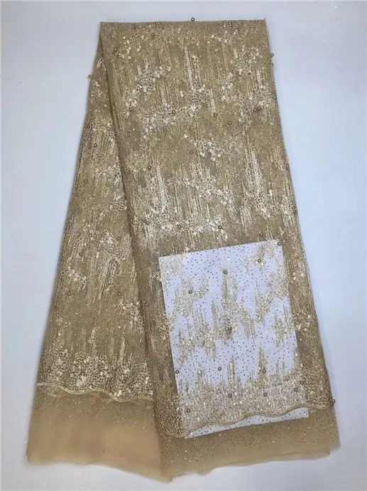 Кружевная аппликация бежевого цвета с бисером кружевная ткань французскими