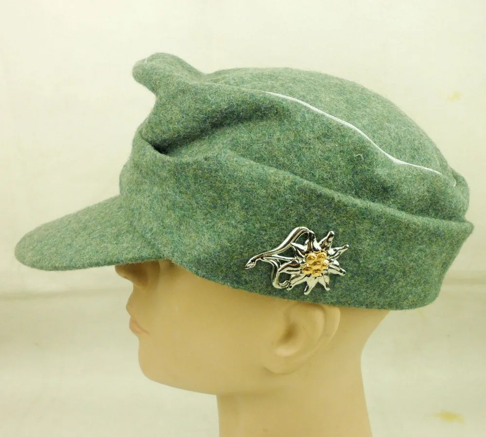 Немецкий офицер Второй мировой войны M43 Panzer Шерстяная кепка шляпа Mountain Edelweiss Cap Badge