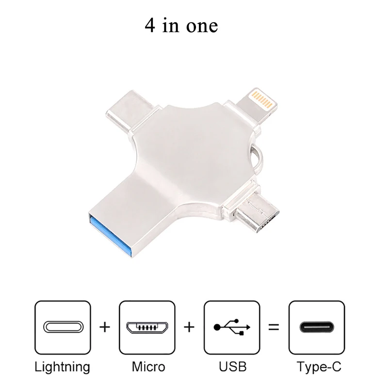 4 в 1 USB 3 0 флеш-накопитель 16 ГБ 32 64 Гб 128 Lightning U Stick Флешка для iPad Android ноутбук