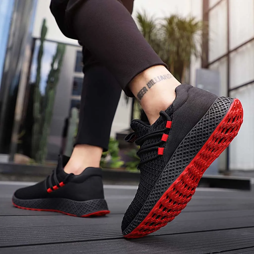 2019 осенние модные кроссовки с сеткой мужские для бега повседневная обувь удобные