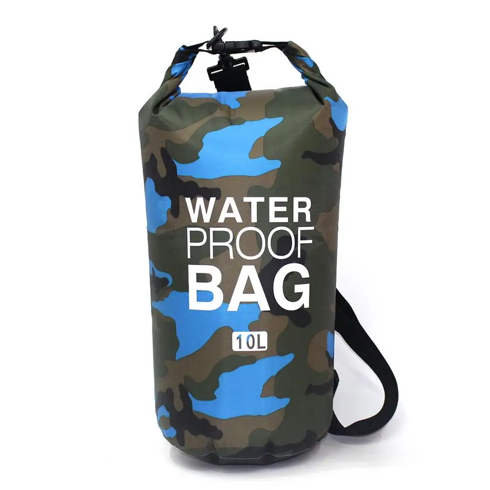 10L deep blue ПВХ Водонепроницаемый сухой мешок 5L 10L 20L 30L камуфляж Открытый Дайвинг Складная Мужская Женская пляжная сумка для плавания рафтинг река океан рюкзак - Цвет: 10L deep blue