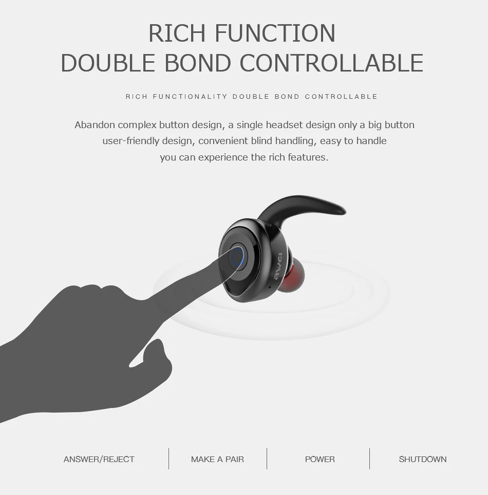 AWEI T1 TWS Bluetooth наушники мини Bluetooth V4.2 гарнитура двойные беспроводные портативные наушники беспроводные наушники Kulakl k шлем