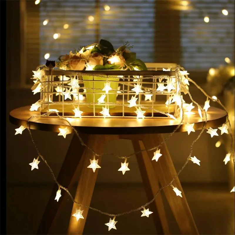 

Гирлянда, 4 м, 20 светодиодов, гирлянда со звездами, Рождественская гирлянда, светодиодные огни, украшение для свадьбы, праздника, вечеринки, г...