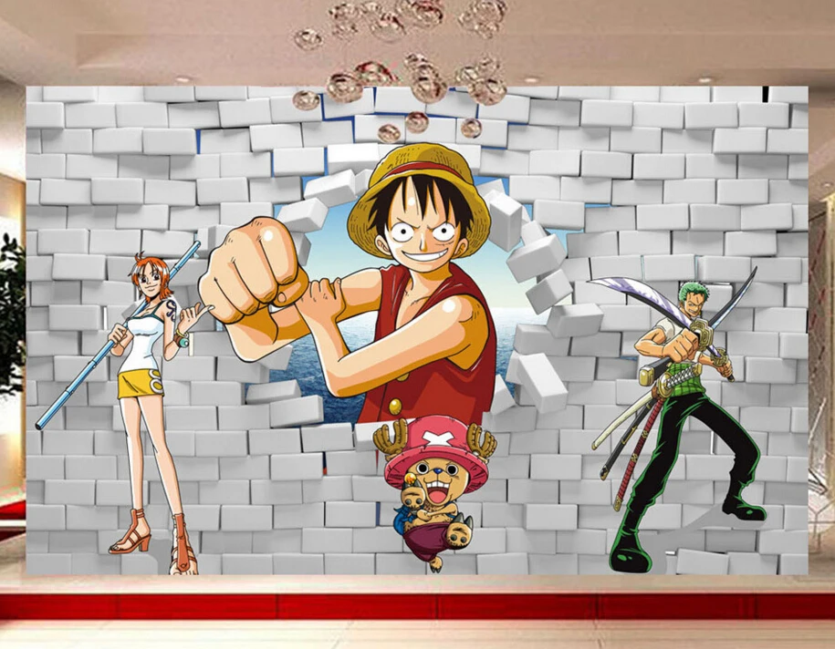 Пользовательские детские обои цельный кусок Luffy Poqiang 3D Мультяшные фрески для