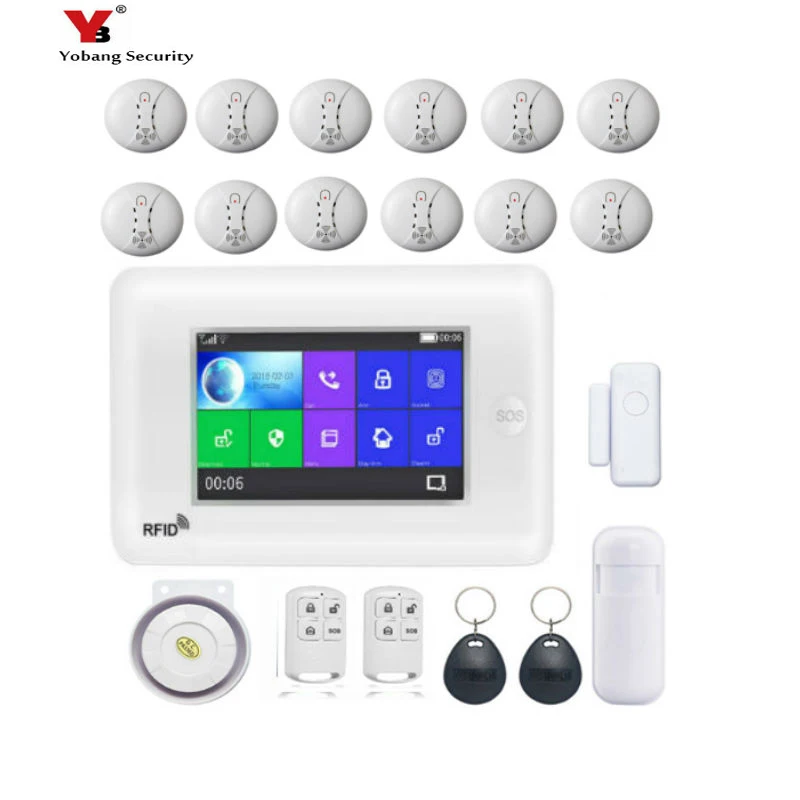 Yobang безопасность WIFI 3G WCDMA SMS RFID домашняя система охранной сигнализации приложение