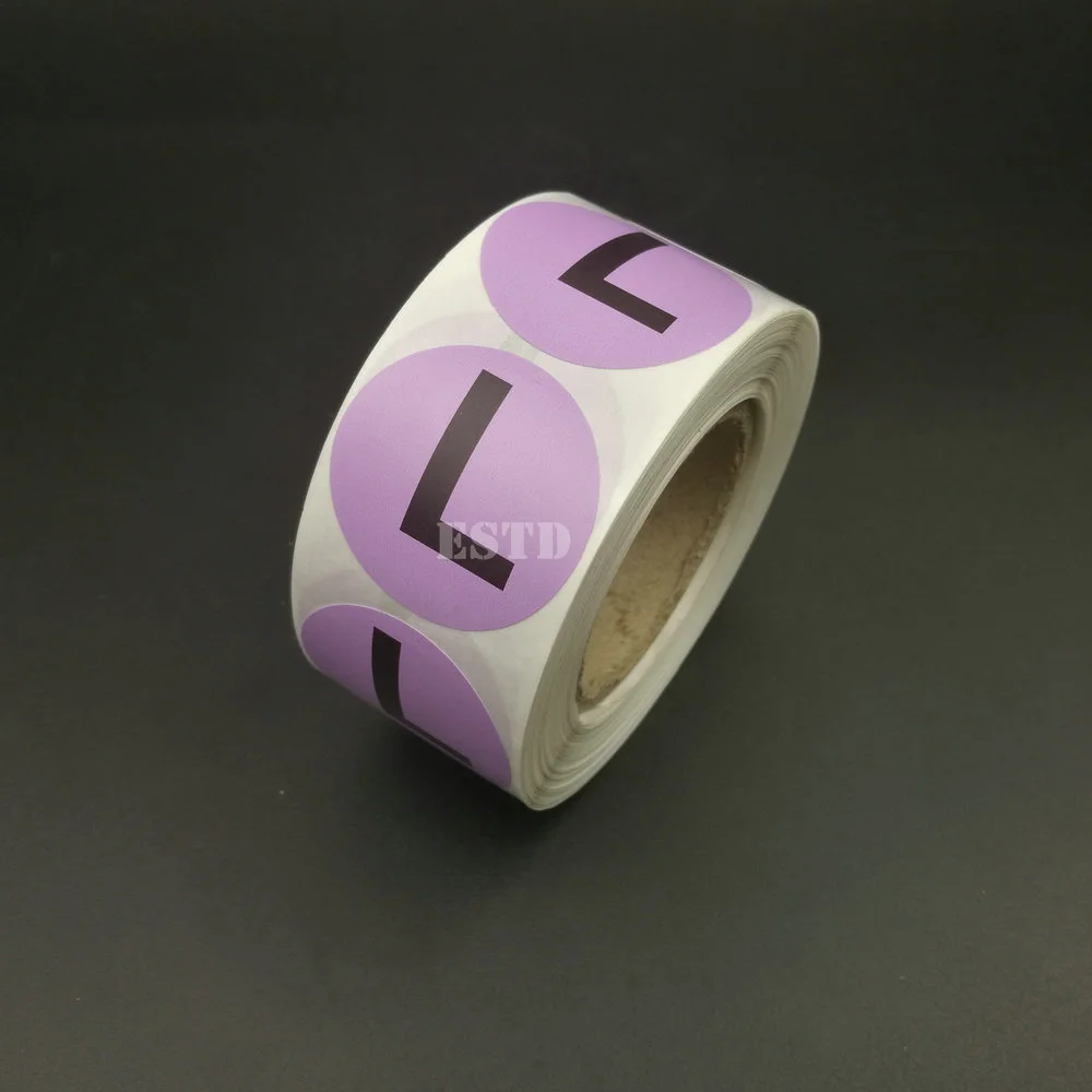 500pcs Apparel Clothing Size Stickers L Purple Color Coded Adhesive Labels | Дом и сад