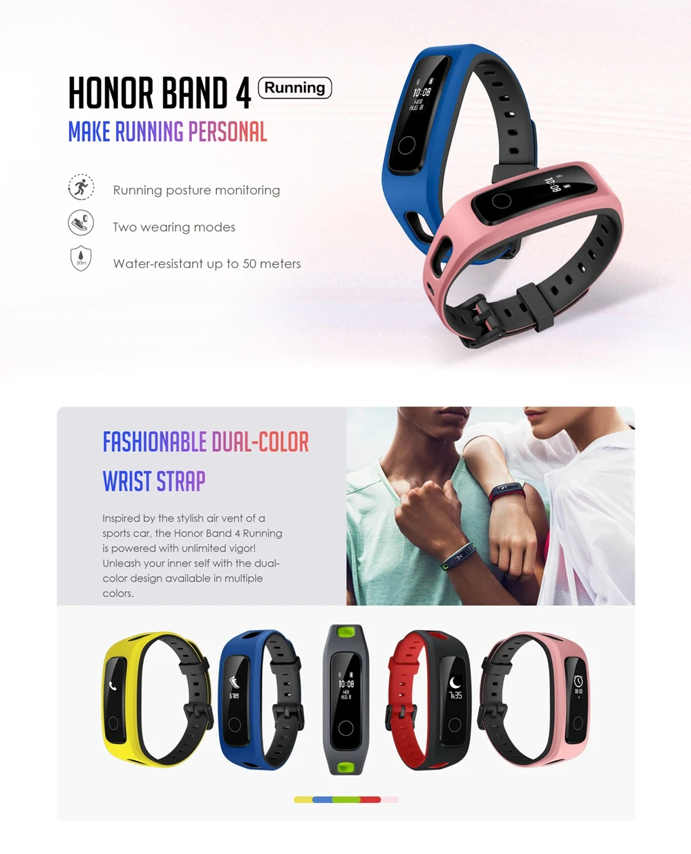 huawei Honor Band 4 версия для бега смарт-браслет с пряжкой для обуви Land Impact Sleep Snap Monitor