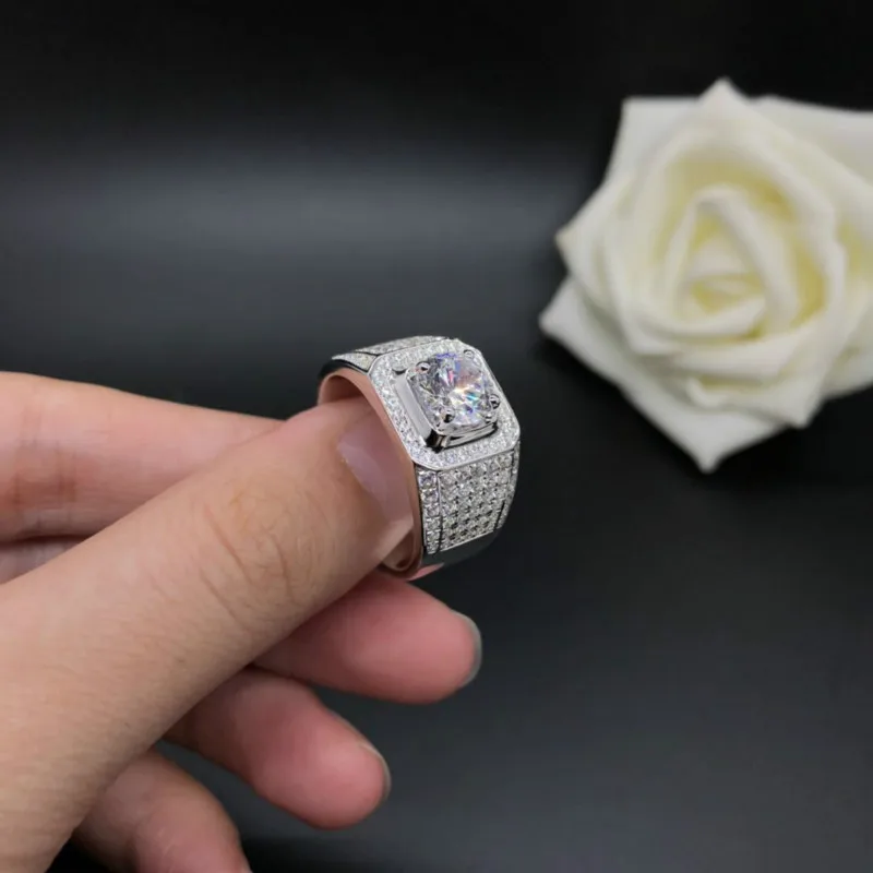 1.5ct карат AAAAA высокое качество NSCD мужское кольцо S925 серебро белые золотые обручальные кольца Роскошные ювелирные изделия