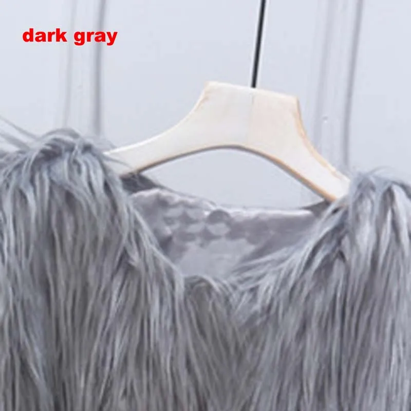dark gray fur vest Фиолетовый длинный женский жилет из искусственного меха, осень, куртка без рукавов, пальто Colete Feminino, 15 цветов, плюс размер, 3XL, жилет, женский жилет - Цвет: dark gray fur vest
