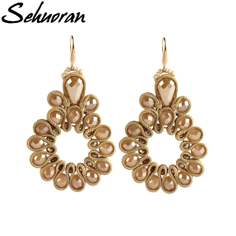 Sehuoran новинка 2017 женские серьги с большими каплями oorbellen voor vrouwen Кристальные