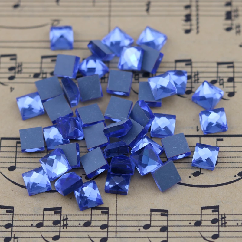 100 шт 6 мм квадратный бусы из стекла и камней с плоской клеящейся задней