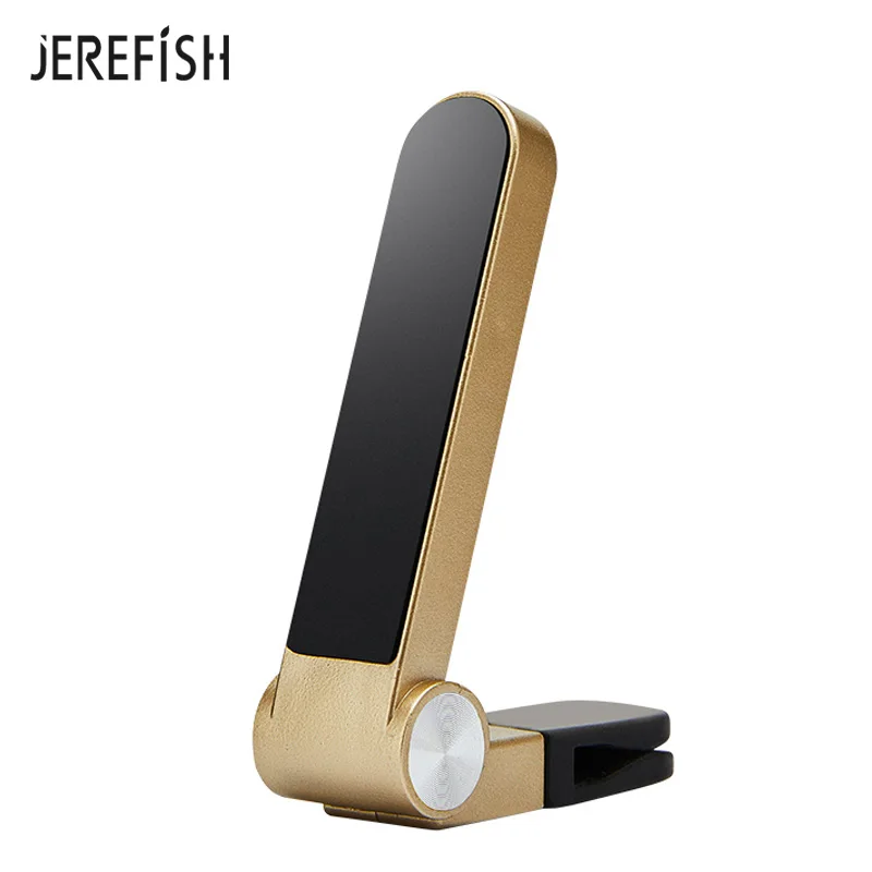 JEREFISH длинный магнитный автомобильный держатель для телефона универсальный с вентиляционными отверстиями магнитный держатель для автомобиля Подставка для телефона крепление для iPhone samsung - Цвет: Золотистый