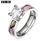 Кольцо Somen, Женское Обручальное кольцо 5 мм с фианитом, розовое дерево, камуфляжный дизайн