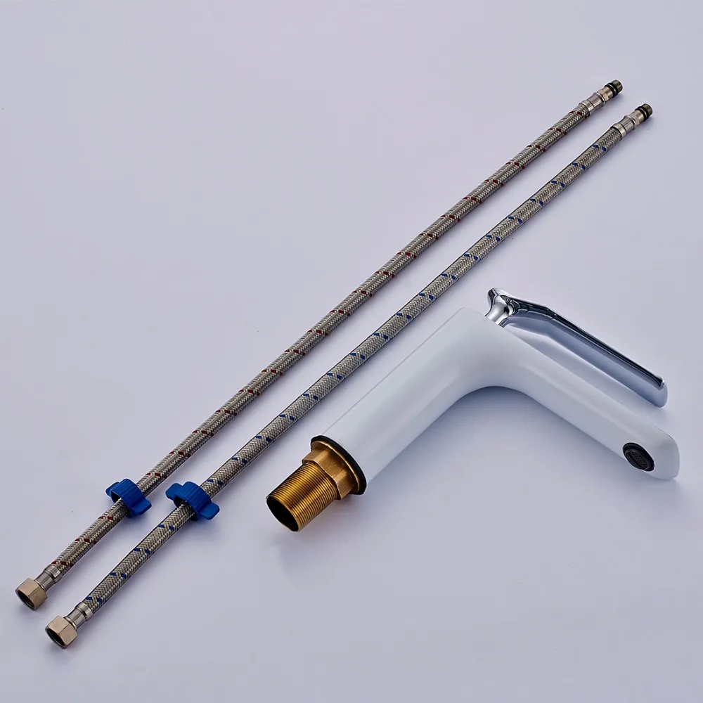 Смеситель для раковины FLG 117-11WC с белым рисунком кран ванной комнаты одной ручкой