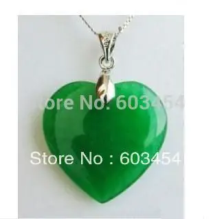 Зеленое серебряное изумрудное ожерелье с подвеской в форме сердца 1 шт. |