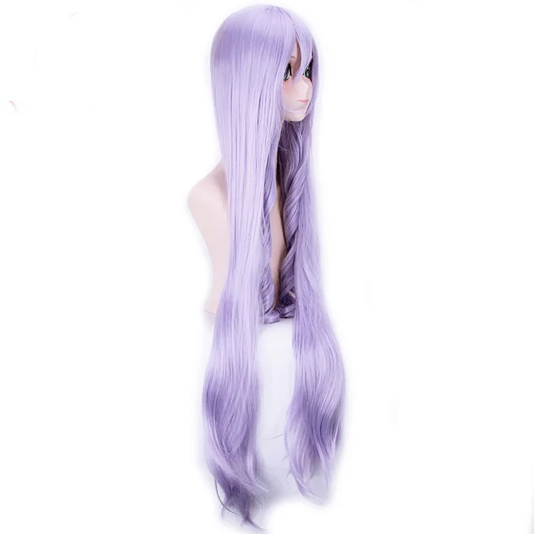 light purple Yiyaobess 120 см волнистый светильник фиолетовый длинный парик для косплея с челкой синтетические волосы костюм для Хэллоуина женские парики для сестры принцессы - Цвет: light purple