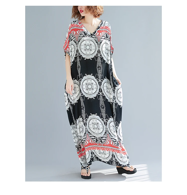 Платья для женщин размера плюс, в стиле бохо, 4XL, 5XL, 6XL, летний сарафан, большой размер, винтажное Хлопковое платье макси, женское платье, рукав летучая мышь, Vestido
