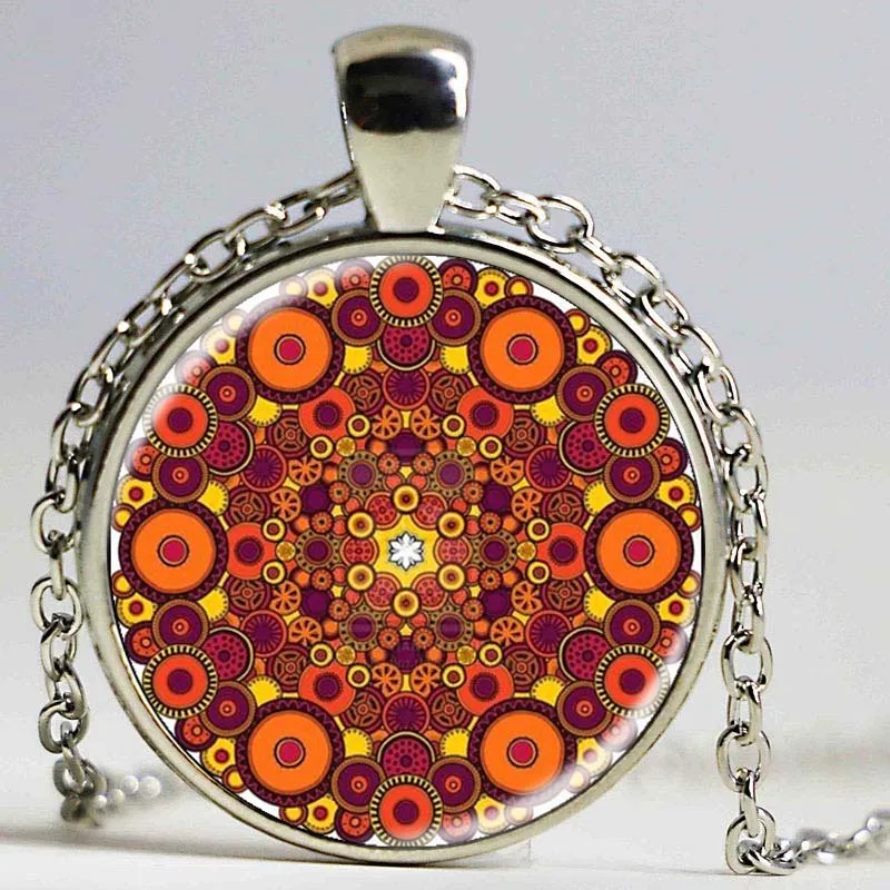 Ручная работа с изображением калейдоскопа буддизма мандалы ожерелье