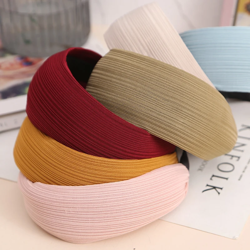 Повязка на голову женская очень широкая модный простой головной убор прочный с