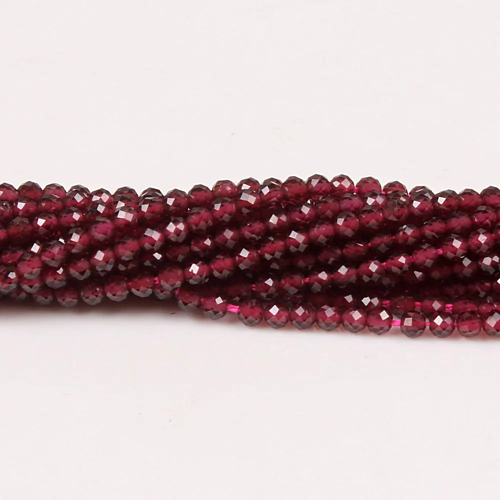 Red Garnet 3 мм граненый драгоценный камень круглый Лабрадорит Турмалин цоизит аметист, гранат шпинель морганит топаз бусинка из лунного камня DIY Изготовление ювелирных изделий - Цвет: Red Garnet