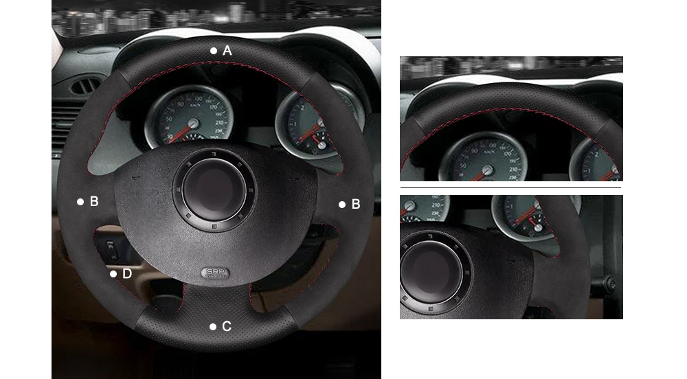 MEWANT черная натуральная кожа черная замша чехол на руль для Renault Megane 2 2003-2008 Kangoo 2008-2012 Scenic 2 2003-2009
