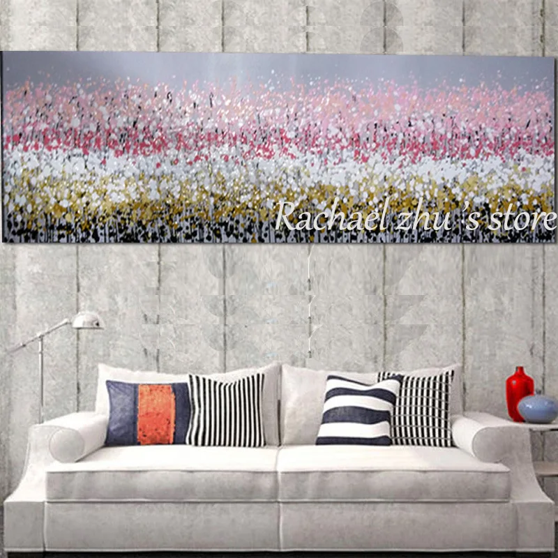 Большая Ручная роспись современный абстрактный розовый цветок пейзаж живопись