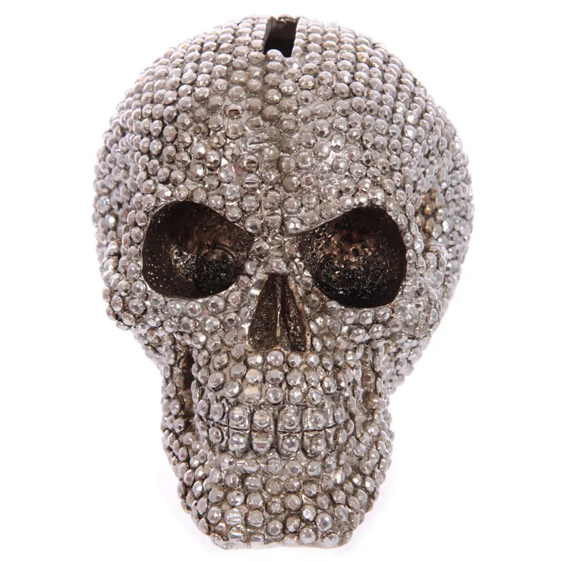 Хромовый Серебряный ювелирный череп копилка для денег Хэллоуин Алмазный Череп