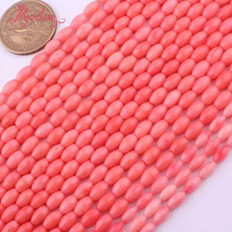 5x8 3x6mm Smooth Oval Pink Coral Beads Natural Stone Loose For DIY Women Necklace Bracelets Earring Jewelry Making 15&quot | Украшения и