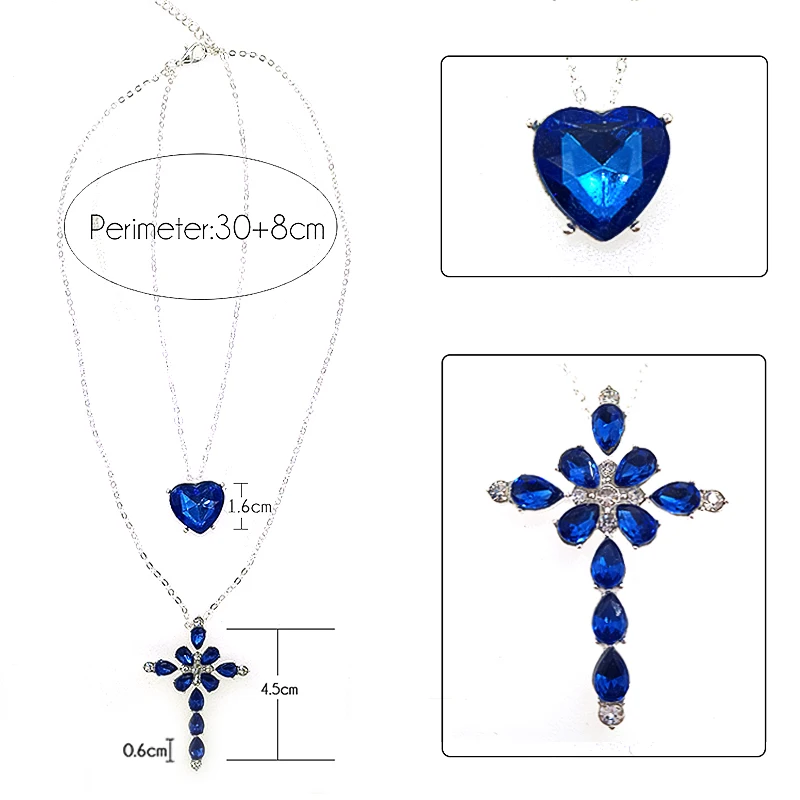 2 Pcs/Set Exquisite Women Heart Love Cross Crystal Pendant Silver Color Necklace Girl Engagement Party Fashion | Украшения и
