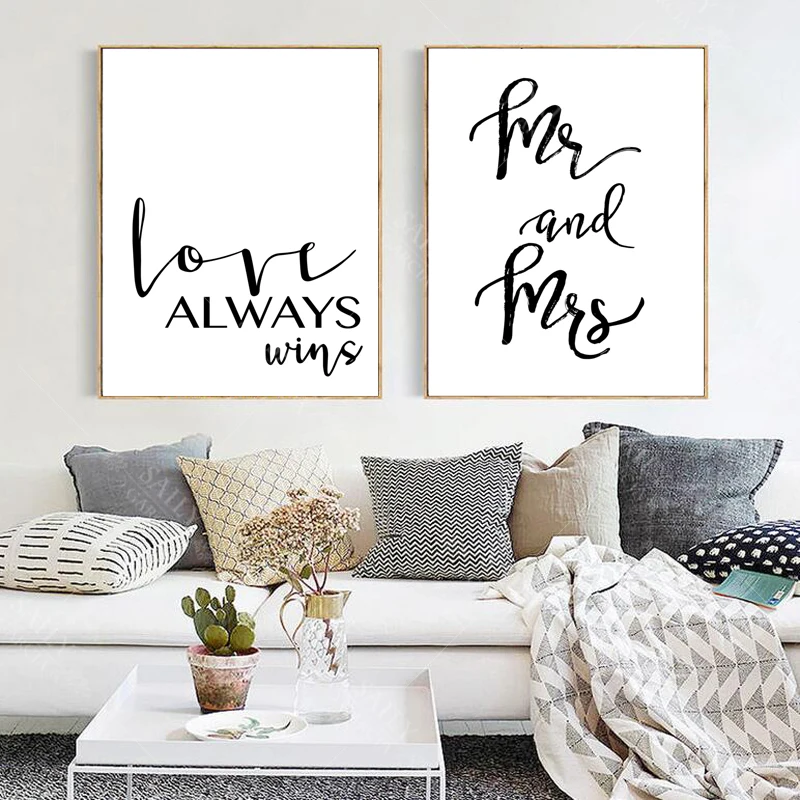 Mr and Mrs Love Quotes художественный абстрактный рисунок на холсте украшение дома Макияж Красивые ресницы Настенная картина для гостиной без рамки