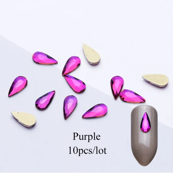Purple 10 шт./компл. дизайн ногтей Стразы украшения в форме капли воды дизайн усеяны искусственными драгоценными камнями; стразы камни драгоценных камней ювелирные изделия Аксессуары для маникюра для TR877 - Цвет: Purple