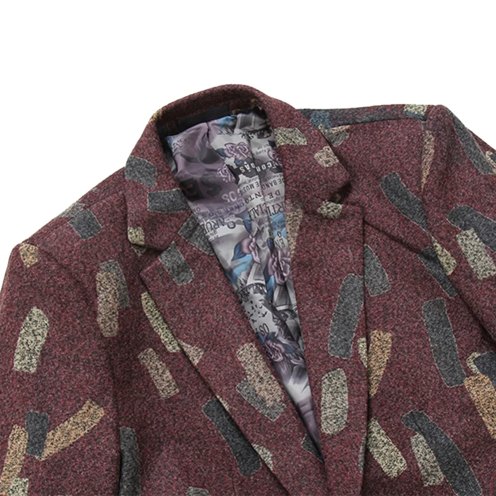 YUNCLOS мужской костюм с геометрическим принтом блейзер приталенный вечерние