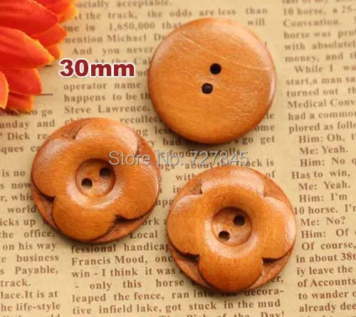 20 шт./лот 30 мм коричневые цветочные деревянные кнопки круглые аксессуары для
