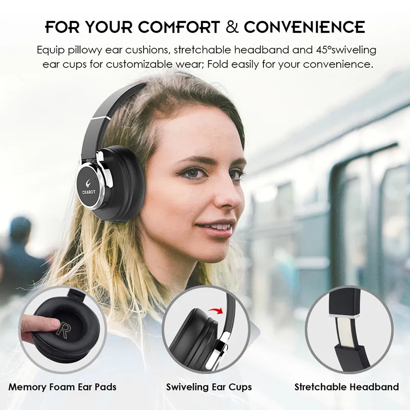 Bluetooth наушники за ухо crabot C5 стерео Беспроводная гарнитура CVC6.0 шумоподавления