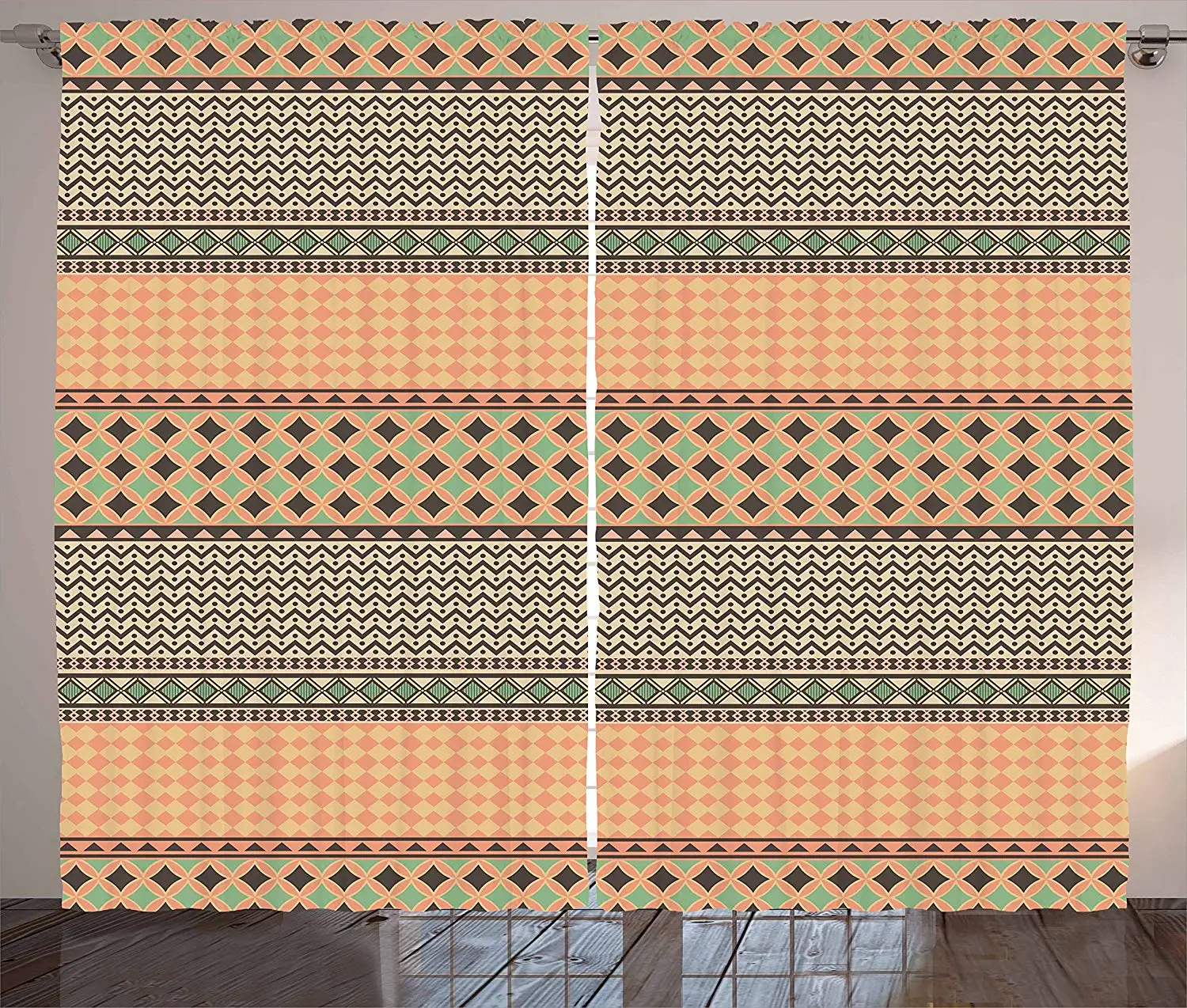 Kente узор шторы примитивный Африканский орнамент с геометрическими границами