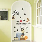 Собака Семья лапа дверь холодильник Окно наклейки на стену для детской комнаты домашнее животное декорация Переводные картинки для дома фотообои Искусство Плакат