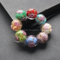 10pcs 10mm 12mm handmade lampwork flower beads mix color with shinning sand japanese style for jewelry bracelet necklace earrin