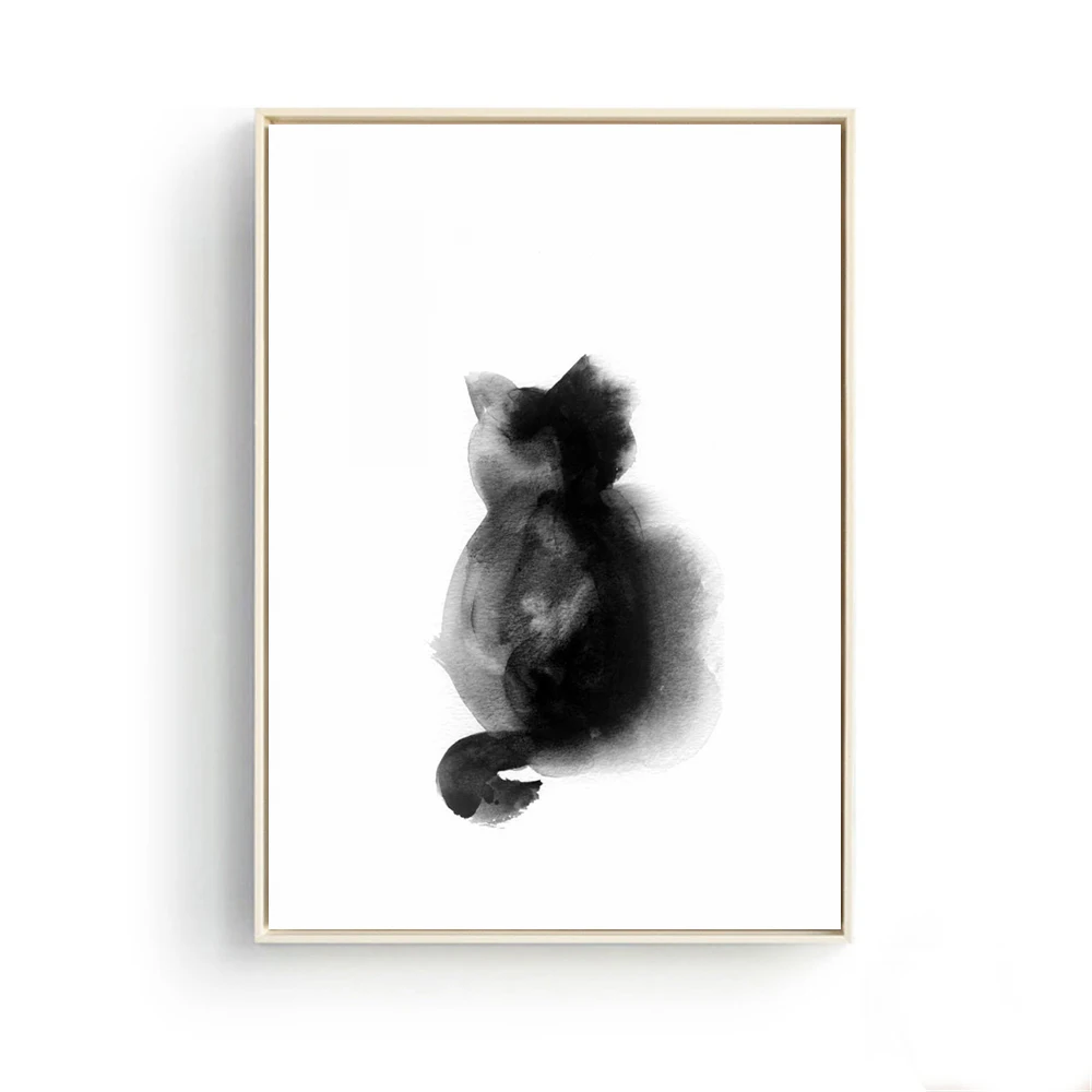 

Abstract Oil Painting on Canvas Prints Black Cat Watercolor Living Room Decoration Animals Home Decor Wall Art Picture Cuadros